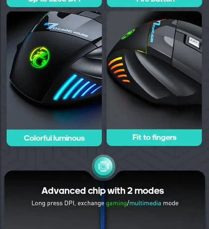 IMICE X7 Optical Gaming Mouse Adjustable DPI Ergonomic Anti Slip Design Colorful Luminuse Suitable for Desktop Computers Laptop