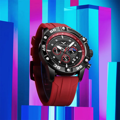 ONOLA New Fashion Casual Men's Watch Multi functional Fluorescent Tape Waterproof Quartz Military Watch Men's Clock High Quality