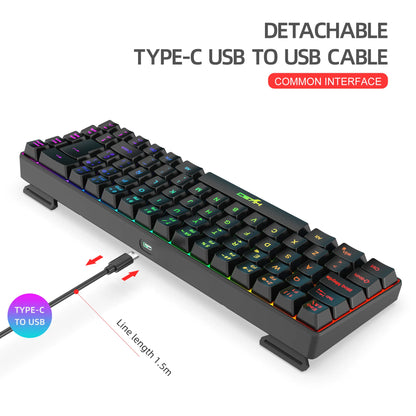 Promoção imperdível! Teclado gaming com fios espanhol de 69 teclas, retroiluminação RGB e design compacto 68%, um acessório indispensável para profissionais de escritório e gamers