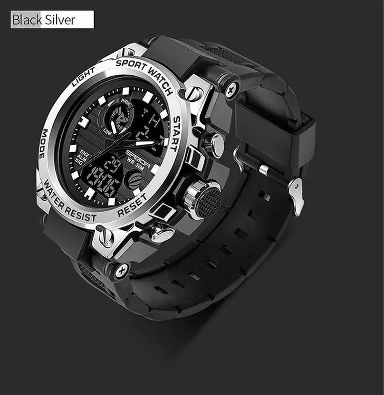 SANDA Top Luxury Watches Men Military Army Mens Watch Waterproof Sport Wristwatch Dual Display Watch Male Relogio Masculino