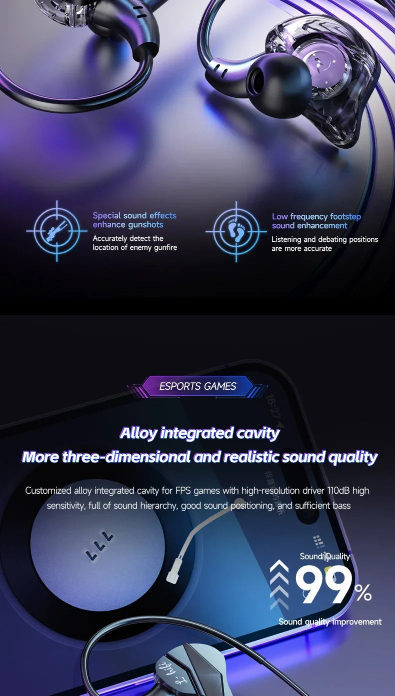 Auriculares para videojuegos con doble micrófono, auriculares estéreo Hi-Fi para videojuegos con conexión tipo C y cable de 3,5 mm, auriculares intraauriculares con reducción de ruido y micrófono para Samsung