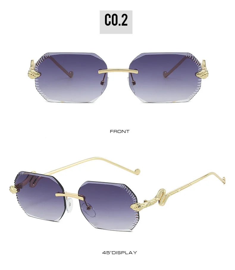 Ochelari de soare decorativi din metal, în formă de șarpe – ramă neregulată unisex, protecție UV, ochelari de soare