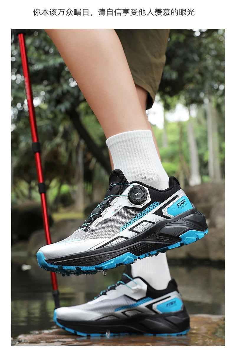 Zapatillas de running para hombre de primavera y verano, calzado de senderismo para exteriores, zapatillas de trail resistentes al desgaste con cierre BOA, transpirables, de estilo deportivo y casual