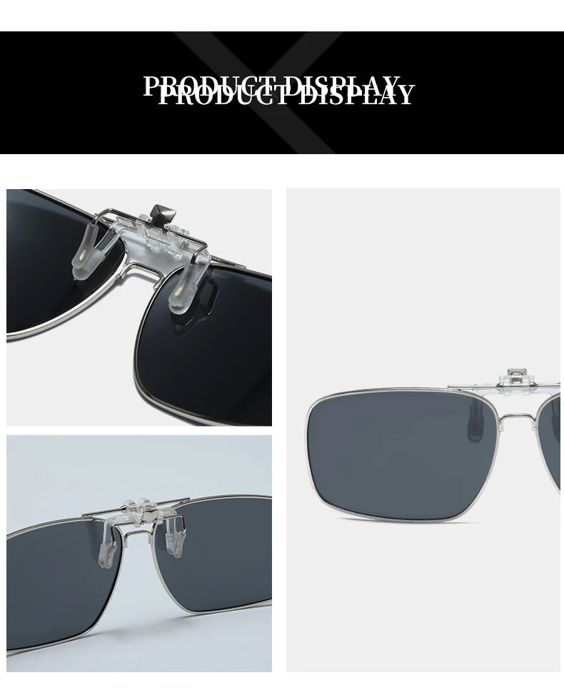 Ochelari de soare REXXAR pentru bărbați, cu clemă metalică, ochelari polarizați UV400, ochelari de soare pătrați pentru femei, cu vedere nocturnă, pentru șofat