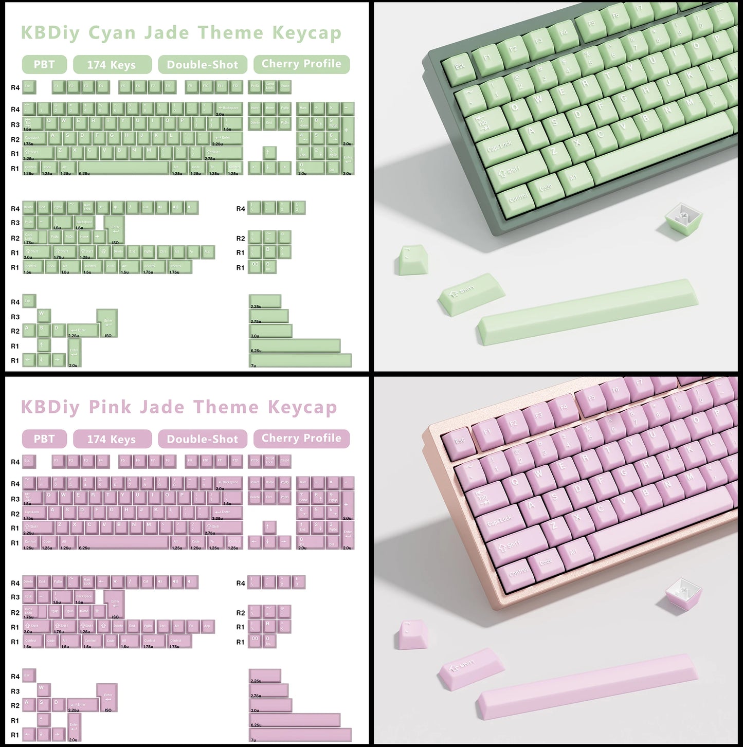 KBDiy GMK WOB Keycap Cherry Profile Double Shot PBT ISO 7u Black and White Keycaps For Mechanical Keyboard Retro Gaming Key Cap