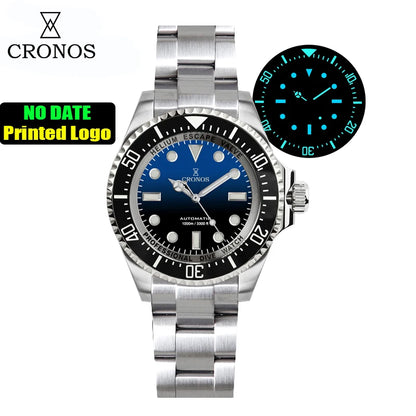 Cronos Automatic Diving Watch Stainless Steel 2000Meters Water Resistance Professional Diver PT5000 SW200 Miyota9015 90S5 L6027M