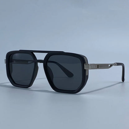 Ochelari de soare pătrați polarizați pentru bărbați, de lux, în stil vintage, cu punte dublă, lentile cu gradient, ochelari de soare pentru șofat, ochelari de soare retro cu partea superioară plată, pentru bărbați