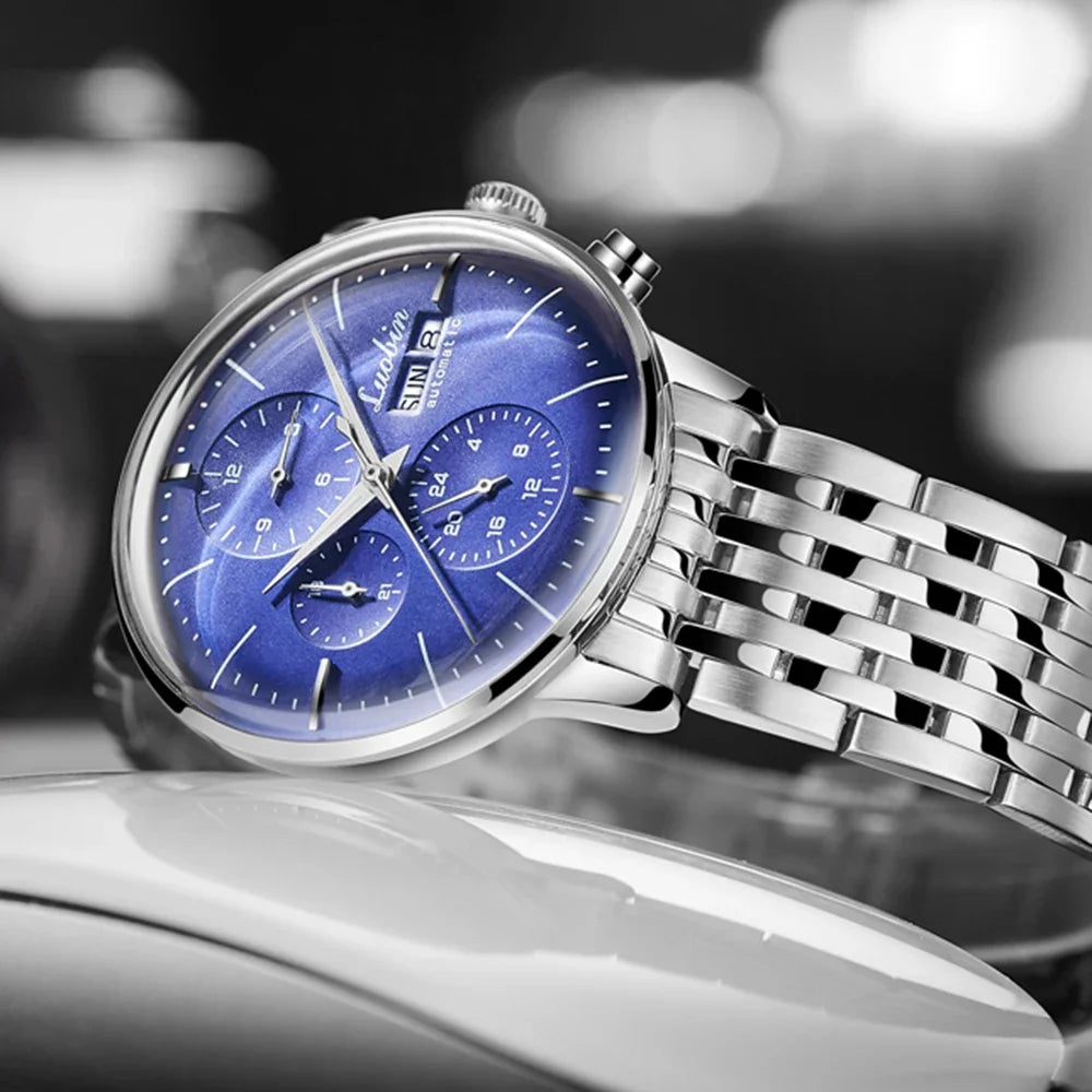 Luxuriöse Automatikuhr für Herren, mechanisch, selbstaufziehend, Business-Armbanduhr aus Edelstahl mit Leuchtanzeige, Relojes Para Hombre 2020