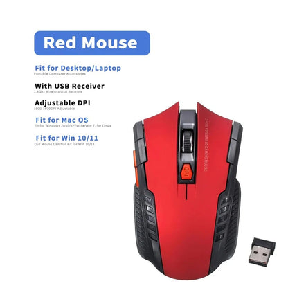 2.4GHz bežični optički gaming miš s USB prijamnikom, 2000DPI, 6 tipki, za računalo i prijenosno računalo