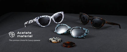 ZENOTTIC Ochelari de soare retro Cat Eye polarizați, realizați manual din acetat, cu protecție UV400, pentru femei