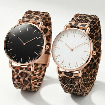 Ultra-thin Fashion Women's Watches Luxury Leopard Pattern Mesh Band Ladies Quartz Wristwatches Minimalist Female Clock Reloj