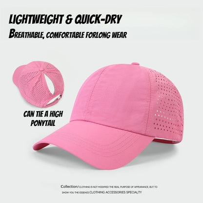 1pc Quick Drying Tongue Baseball Caps for Women Summer Protection Breathable Mesh Breathable Cap Stylish Adjustable Ponytail Hat