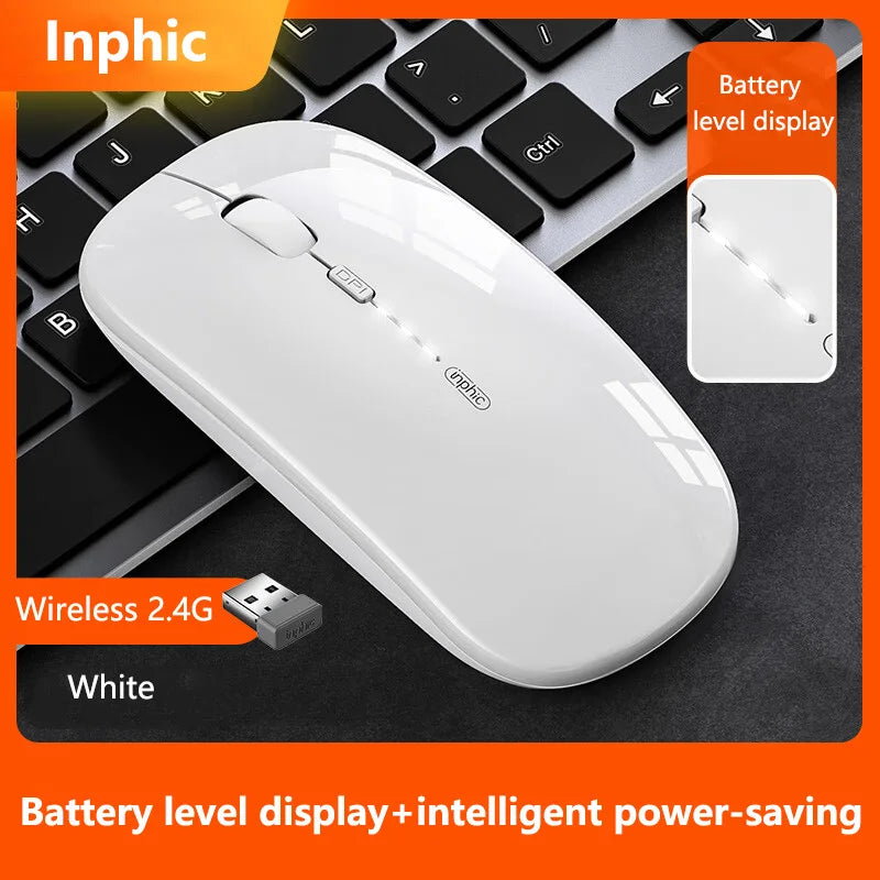 Inphic M1P Wireless Silent Office Mouse Ultra-Thin Portable USB Interface Battery Power Display TYPE-C Charging Wireless Mouse