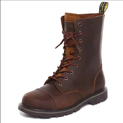KOWM Cowhide Outdoor Men Hiking Shoes Waterproof Tactical Desert Shoes Hunting Boots Snow Boots Fur Sneakers Women Trekking Shoes