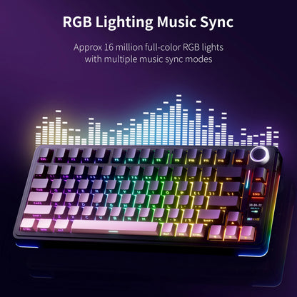 Teclado Mecânico AULA S75 PRO 75% Layout Personalizado Retroiluminação RGB Sem Fios Bluetooth Gaming com Ecrã e Botão Rotativo