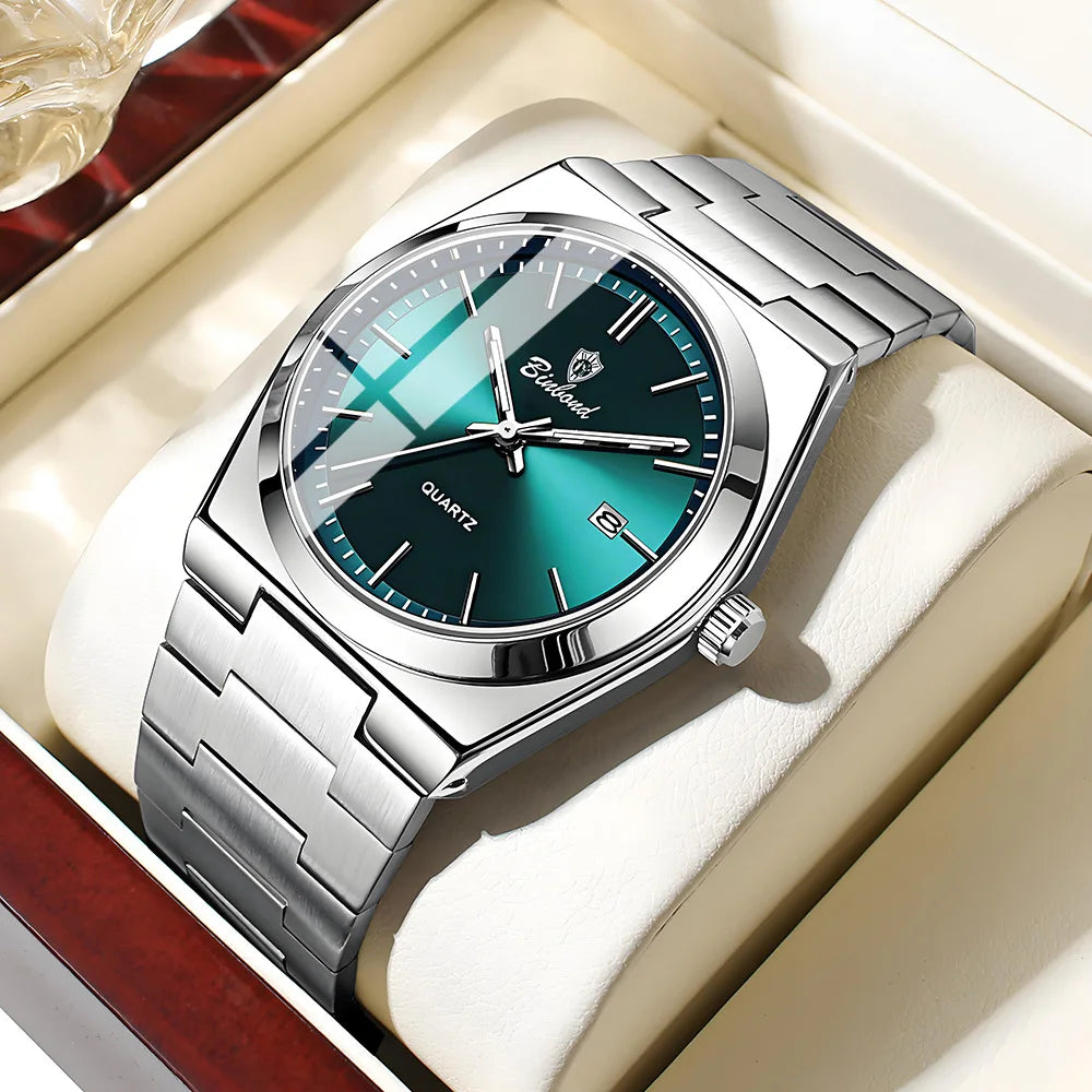 UTHAI Men Watch Light Luxury Brand Stainless Steel Calendar Waterproof Male Business Leisure Fashion Quartz Clock Watch