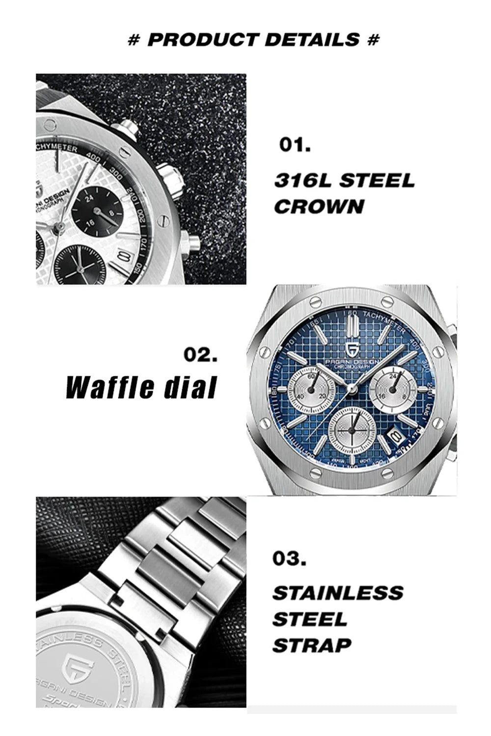Pagani Design 2026 New VK63 Men's Business Quartz Watch Sapphire Stainless Steel 20Bar Waterproof Sports Chronometer Code Watch