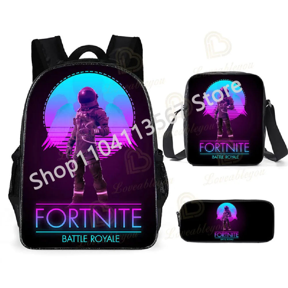 3Pcs/Sets Fortnite School Bags for Boys Girls Cartoon Battle Royale Game Book Bags Sets Games Backpacks School Gifts