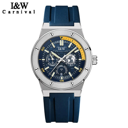 Carnival Brand IW High-End Series Luxury Imported Movement Mechanical Watch Men Sport Rubber Strap 50m Waterproof Fashion Watch