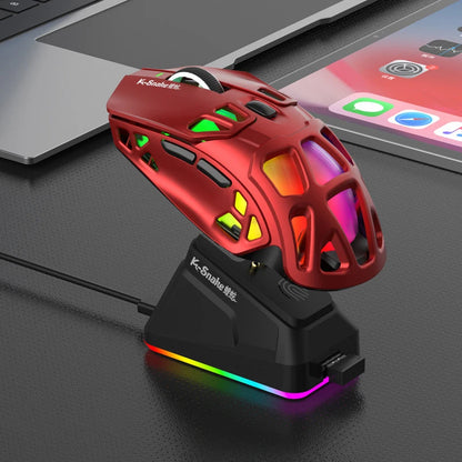 Лека геймърска мишка Lenovo Tri-Mode с RGB зарядна докинг станция 12000DPI 2.4G/Bluetooth/кабелна ергономична мишка за PC и лаптоп