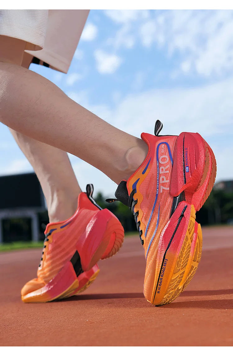 New Men's Carbon Plate Sneakers, Outdoor Soft Sole Mesh Sports Shoes, Running Shoes, Lightweight, Anti-Slip, Casual Couple Tennis Shoes