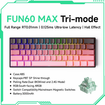 Akko MonsGeek FUN60 Ultra mechanische Gaming-Tastatur, magnetische Switches, 60 %, Rapid Trigger, 8K HE/TMR, Custom-Aluminium-Tastatur für Gamer