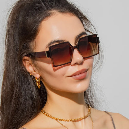 Ciclism 1/2 buc. Ochelari de soare cu ramă mare pătrată, cu prindere pentru femei, stil retro, ochelari de soare cu ramă mare, negri, la modă, cu lentile degradate