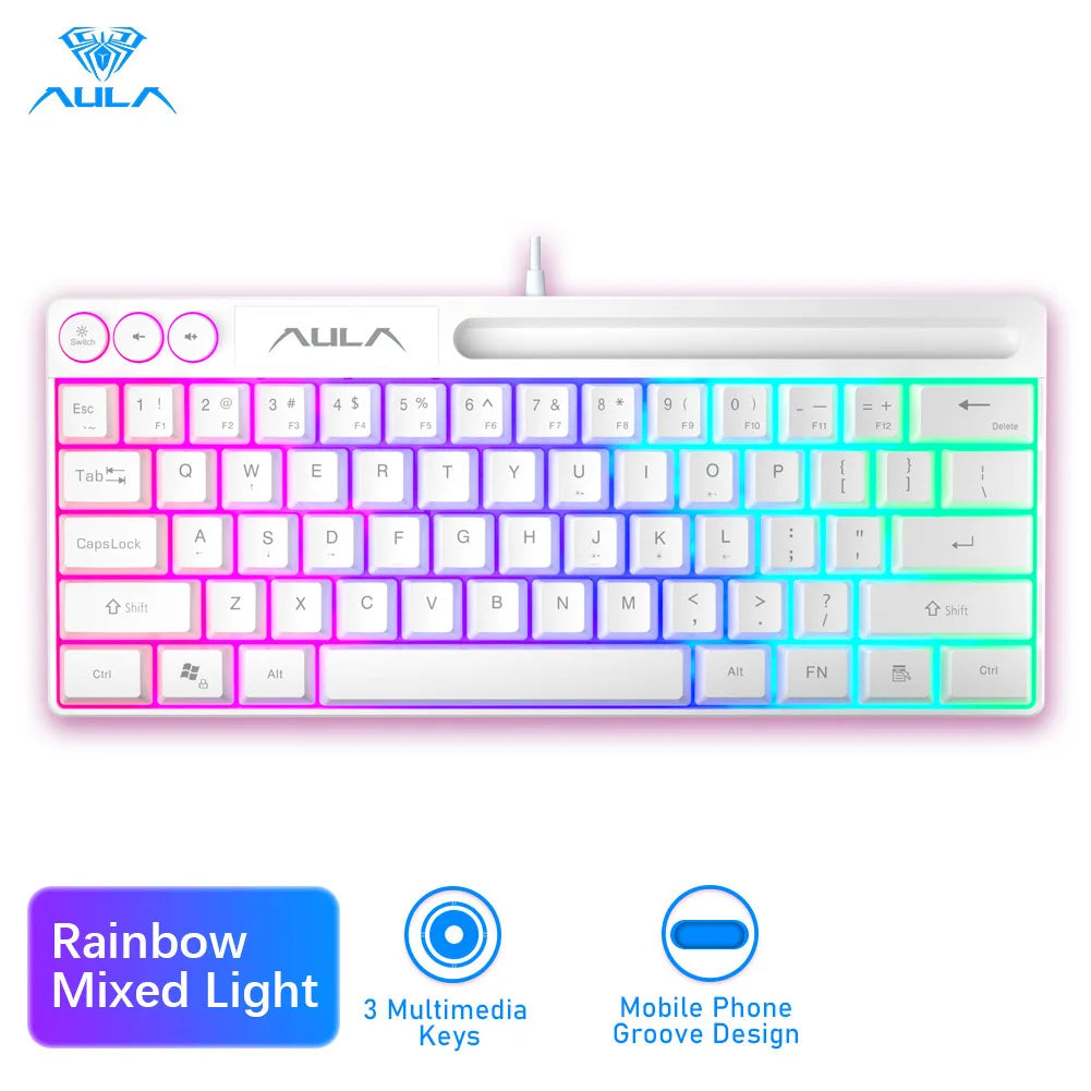 AULA F3061 Wired RGB Gaming Keyboard Membrane Keyboar 60% Gamer klawiatura pc teclado de computador usb teclados cute key board