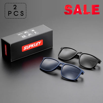 Ochelari de soare SUPKLEY pentru bărbați, polarizați, confortabili, cu ramă pătrată, accesoriu ușor pentru ochelari, cu original