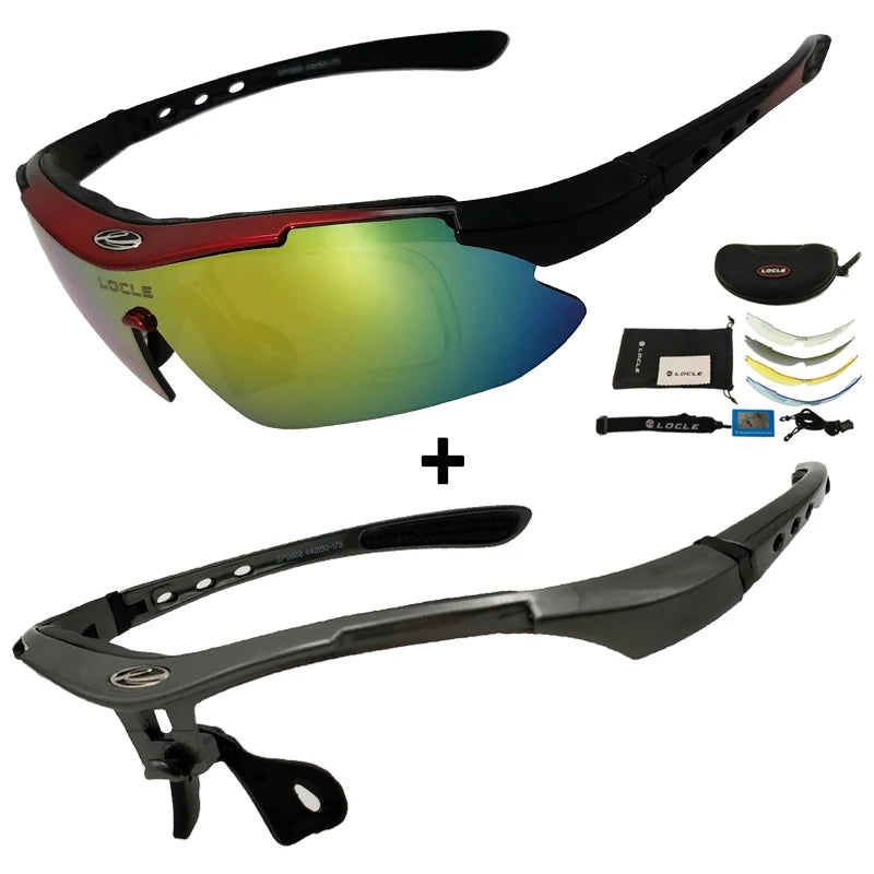 LOCLE Cycling Glasses UV400 Polarized Cycling Sunglasses Men Road MTB Bike Bicycle Glasses Fishing Riding Goggle Cycling Eyewear
