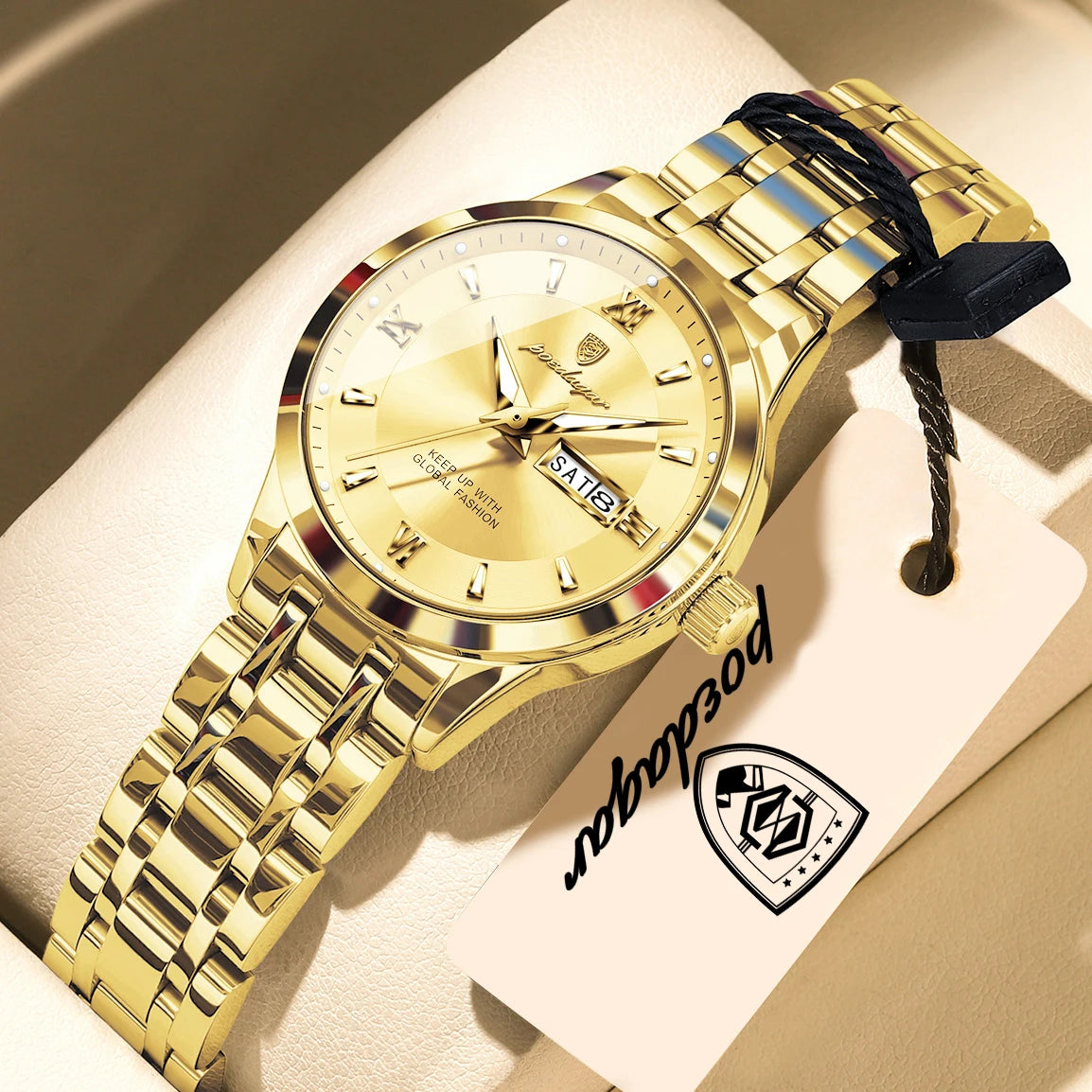 POEDAGAR Luxury Elegant Woman's Watches Luminous Waterproof Stainless Steel Ladies Wristwatch Quartz Week Date Women Watch Reloj