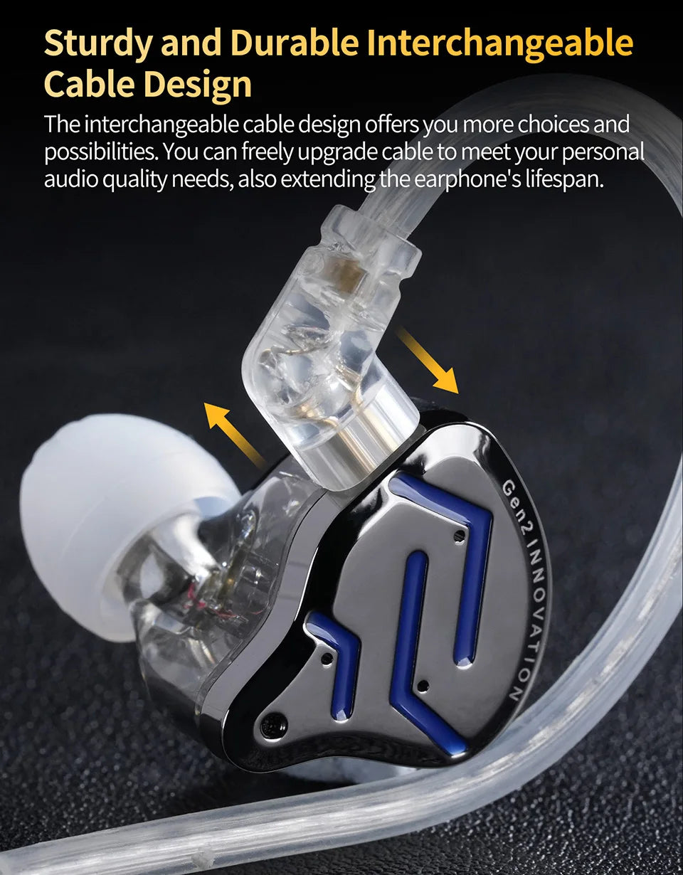 Cuffie cablate in-ear KZ ZSN Pro 2 Hybrid – Auricolari 1BA+1DD HiFi con bassi, cancellazione del rumore e microfono