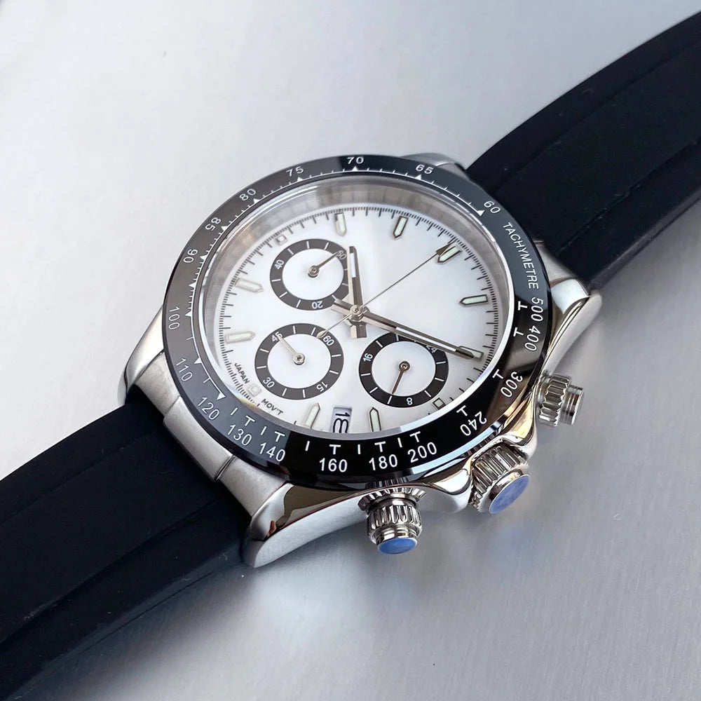 Orologio da uomo Luxury VK63 con movimento al quarzo, cronografo business 39mm in acciaio/oro rosa, datario e quadrante luminoso