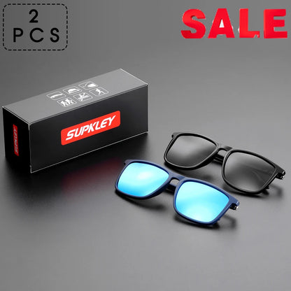 Ochelari de soare SUPKLEY pentru bărbați, polarizați, confortabili, cu ramă pătrată, accesoriu ușor pentru ochelari, cu original