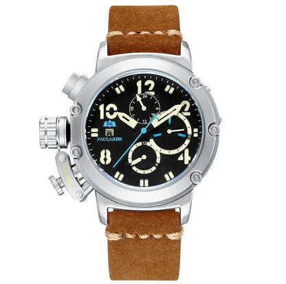 Automatic Watches for Men Mechanical Self Wind Genuine Leather Multifunction Date Boat Month Gold Bronze U Reloj Hombre Baratos