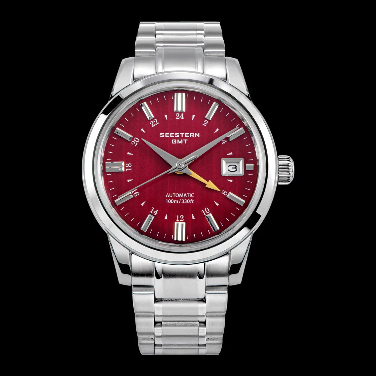 SEESTERN Men's Automatic Mechanical Wristwatch NH34 GMT Movement 10bar Waterproof Domed Sapphire Crystal Watch Limited S446 New