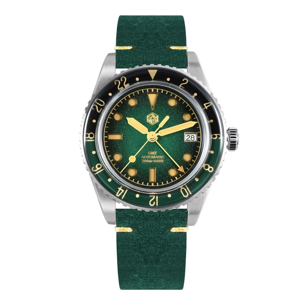 2025 New San Martin SN0134 Men Watch NH34 GMT Sandwich Dial 40mm Bidirectional Sapphire Bezel Luxury Sports Watch 20Bar Watches