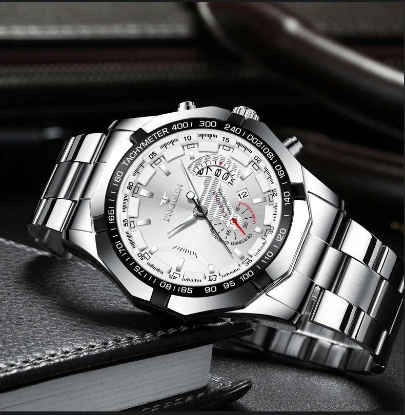 BINBOND Orginal Quartz Wristwatches For Men Luxury Luminous Waterproof Auto Date Men's Watch Stainless Steel Reloj Free Ship