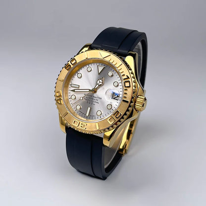 40mm Luxury Full Gold YM Automatic Watch, Ceramic Rotating Bezel, Super Luminous Display, Sapphire Glass for NH35mechanicalwatch