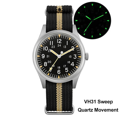 Militado ML07 Quartz Watches VH31/Miyota 2035 Movement Domed Sapphire Crystal Military Watch 100m Waterproof Luminous Mens Watch