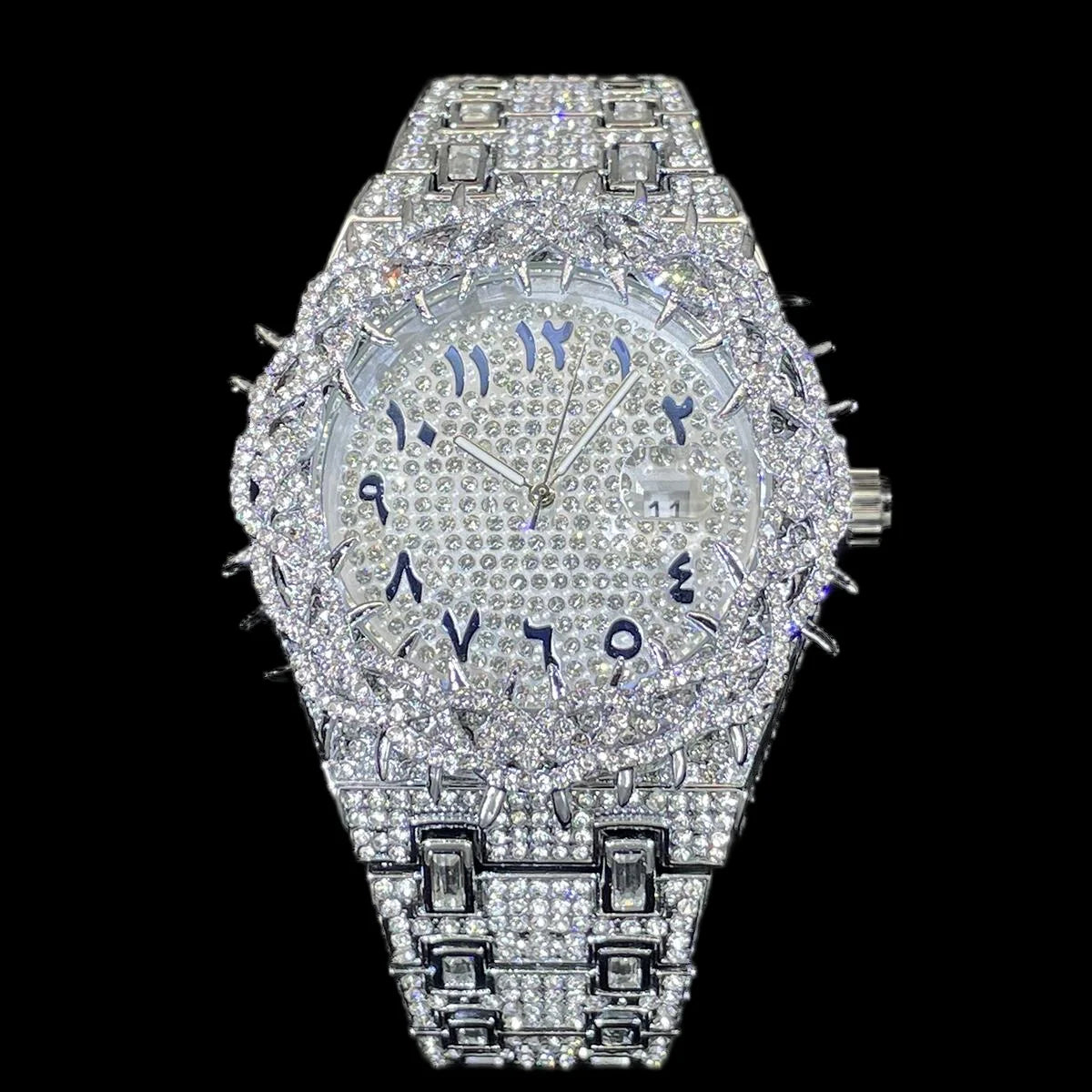 UNIGUET Luxury Full Diamond Watch For Men Fashion Hip Hop Ice Qut Bling Jewelry Quartz Wristwatch For Man Dropshipping