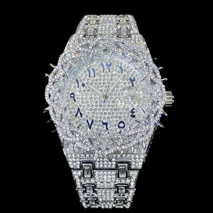 UNIGUET Luxury Full Diamond Watch For Men Fashion Hip Hop Ice Qut Bling Jewelry Quartz Wristwatch For Man Dropshipping