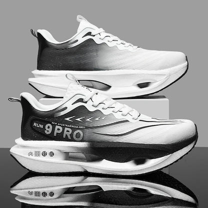 New Men's Carbon Plate Sneakers, Outdoor Soft Sole Mesh Sports Shoes, Running Shoes, Lightweight, Anti-Slip, Casual Couple Tennis Shoes