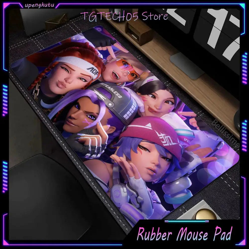 Голяма подложка за мишка за PC геймъри Overwatch, сладка розова разширена подложка за клавиатура, аксесоари за лаптоп гейминг, постелка за бюро Kawaii HD килим