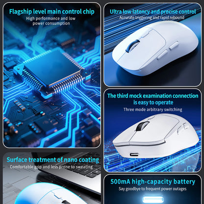 Bluetooth gaming miš, punjivi miš za gamere PAW3395, lagan ergonomski bežični miš za esport