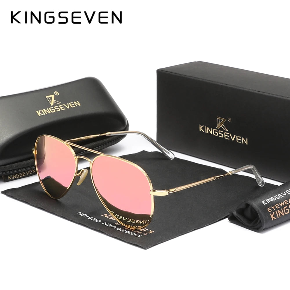 Ochelari de soare KINGSEVEN Pilot Alloy, polarizați, UV400, antireflex, cu ramă integrală, lentile Parsnip, pentru femei, ochelari retro de lux
