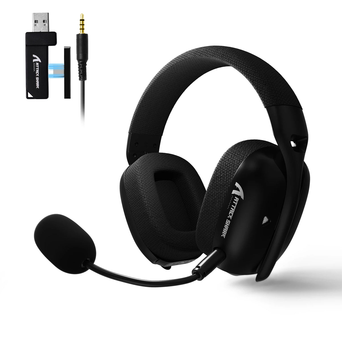 Casque de jeu sans fil ATTACK SHARK L80Pro, haut-parleurs de 40 mm, Bluetooth 5.3, 2,4 GHz, sortie audio 3,5 mm, microphone amovible, batterie de 300 mAh.