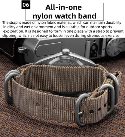ADDIESDIVE 36mm analoge Herrenuhr mit gewölbtem Spiegelglas, 100m wasserdicht, leuchtend, schlichte Quarzuhr für Herren mit Nylonarmband