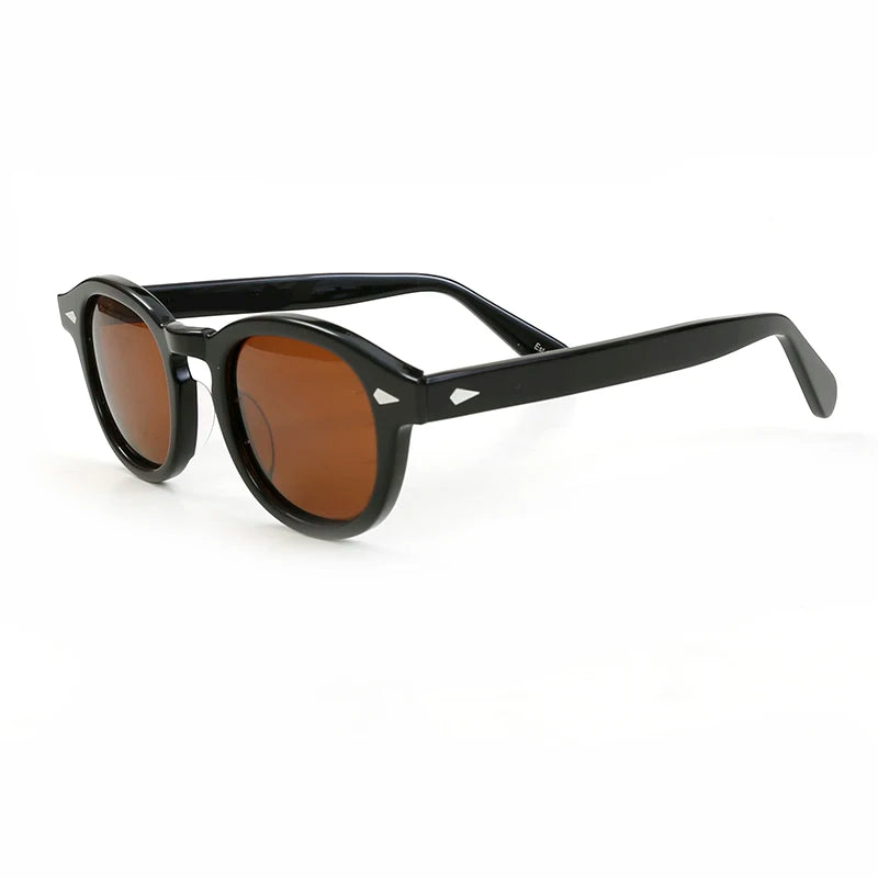 Ochelari de soare polarizați pentru bărbați și femei, stil Johnny Depp Lemtosh, ochelari de soare retro cu ramă rotundă din acetat și lentile UV400, Oculos