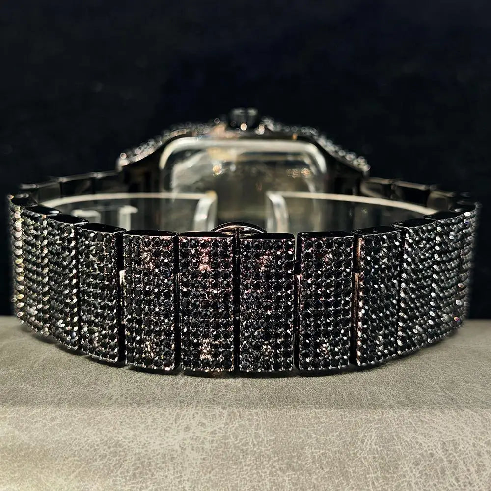 Hot UNIGUET Men's Square Watch Luxury Hip Hop Diamond Jewelry Waterproof Stainless Steel Quartz Wristwatch Fashion Man Accessory